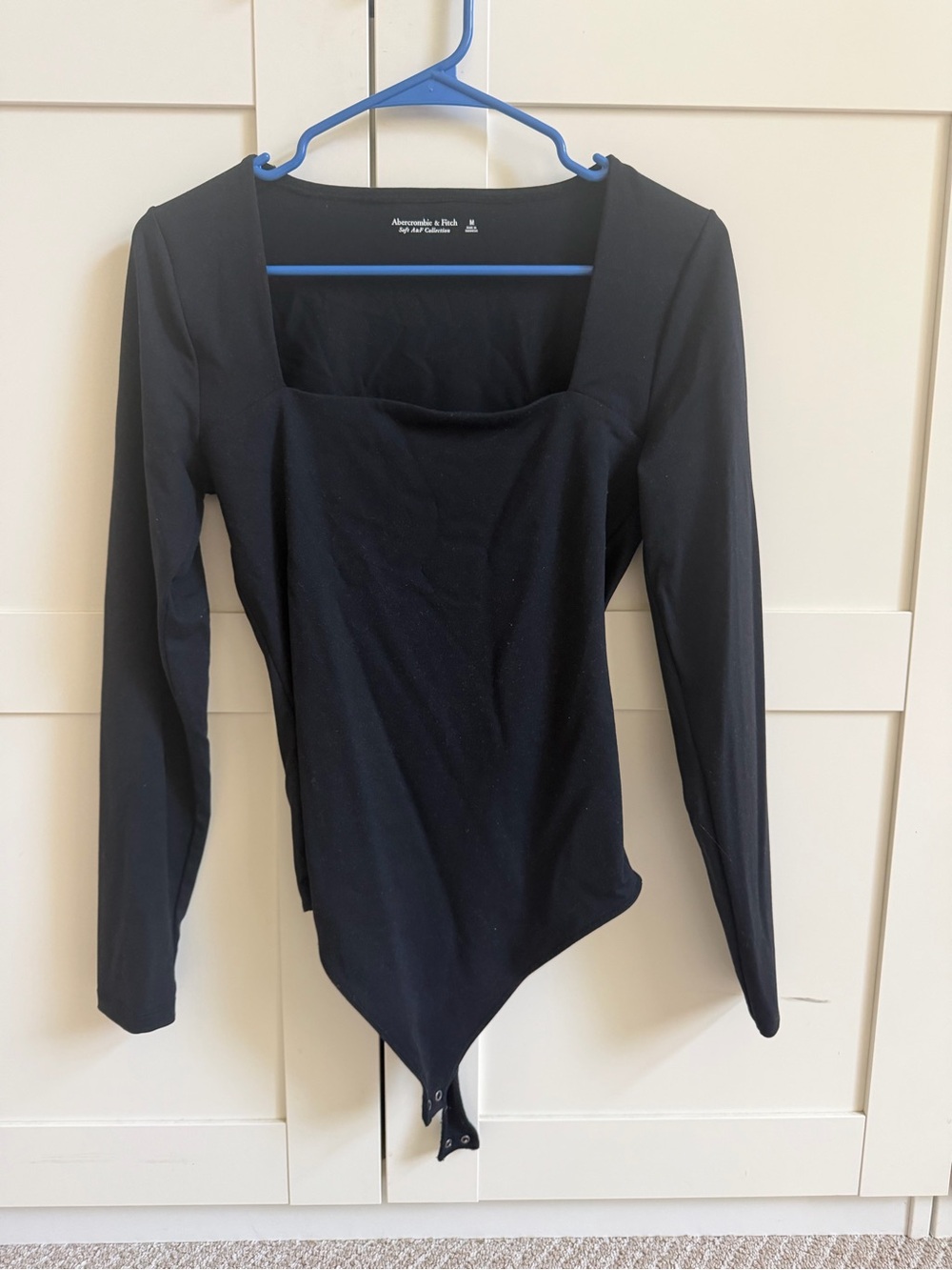 Abercrombie Black Long-Sleeve Square Neck Bodysuit